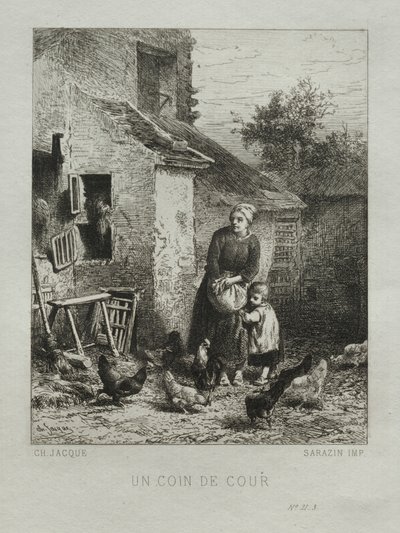 Un Coin de la Cour - Charles Emile Jacque