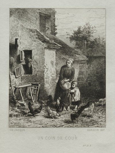 Un coin de la cour - Charles Emile Jacque