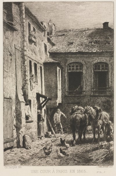 Une cour à Paris - Charles Emile Jacque