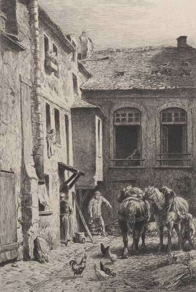 Une cour de Paris en 1865 - Charles Emile Jacque