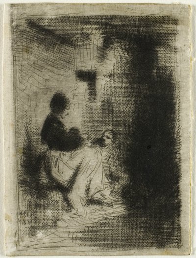 Une femme et son enfant - Charles Emile Jacque