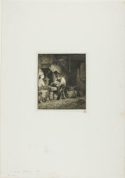 Forgeron tourné à gauche - Charles Emile Jacque