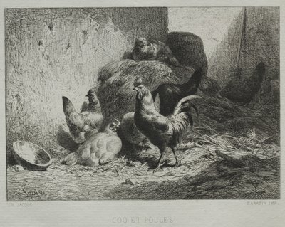 Coq et poules - Charles Emile Jacque
