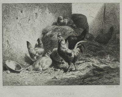 Coq et poules - Charles Emile Jacque