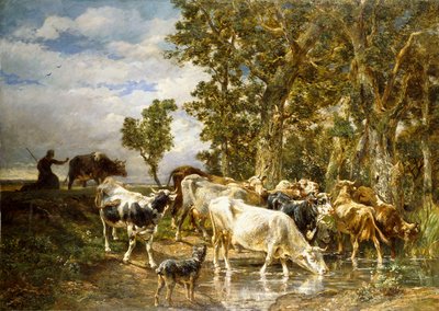 Troupeau de vaches à un point d