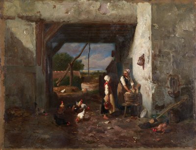 Cour de poules - Charles Emile Jacque
