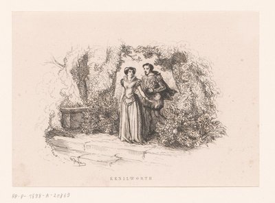 Couple dans un jardin - Charles Emile Jacque