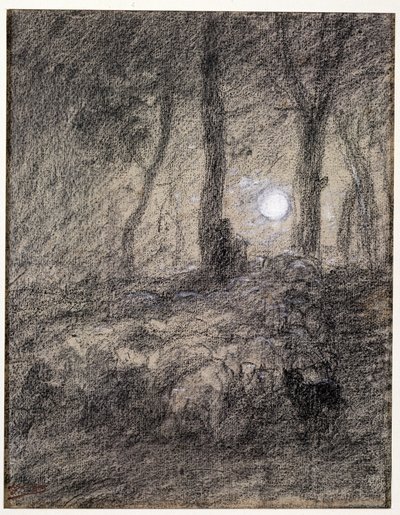 Troupeau de moutons au clair de lune - Charles Emile Jacque