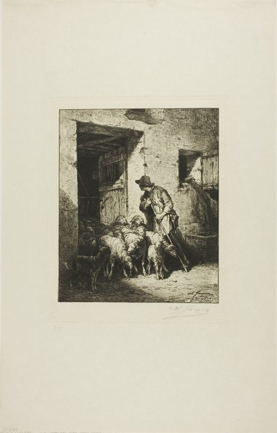 Sortir les Moutons - Charles Emile Jacque