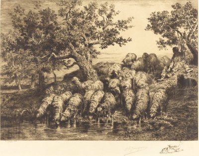 Abreuvoir aux moutons - Charles Emile Jacque
