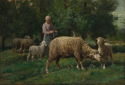 Bergère avec des moutons, vers 1876 - Charles Emile Jacque