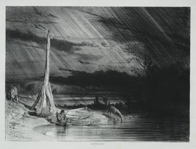 Le pêcheur, temps pluvieux, 1847 - Charles Emile Jacque