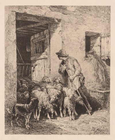 La sortie du troupeau, 1876 - Charles Emile Jacque