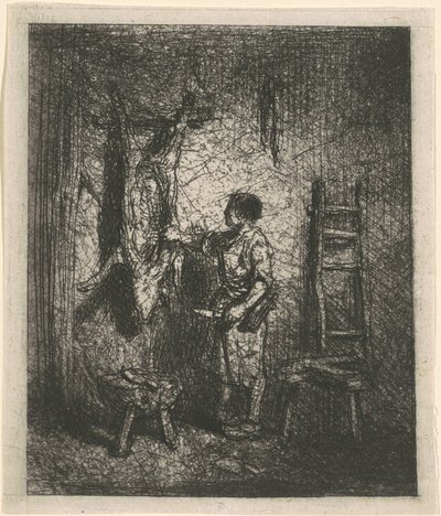 Le Boucher de cochons - Charles Emile Jacque