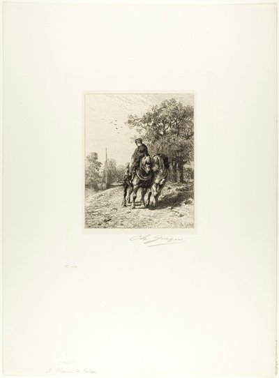 Le chemin de halage - Charles Emile Jacque