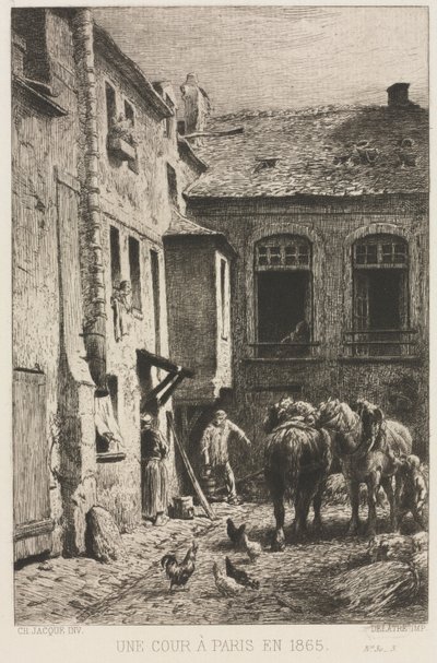 Une Cour à Paris - Charles Emile Jacque