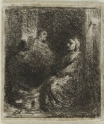 Femme vendant de la nourriture frite - Charles Emile Jacque