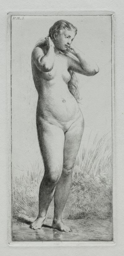 Jeune femme se baignant - Charles Emile Jacque
