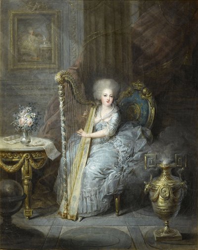 Madame Élisabeth jouant de la harpe - Charles Emmanuel Joseph Leclercq