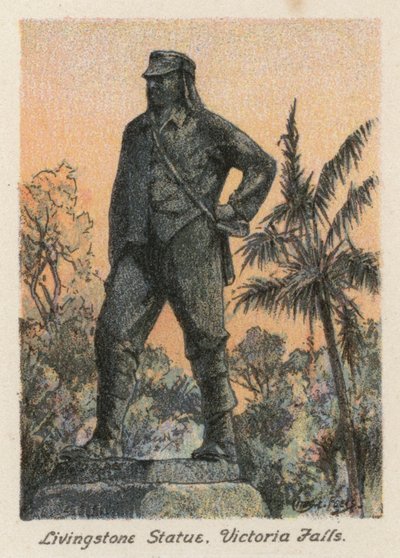 Afrique du Sud : Statue de Livingstone, Chutes Victoria - Charles Ernest Peers