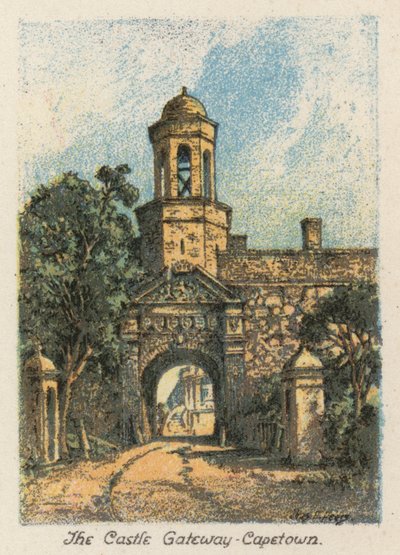 Afrique du Sud : La porte du château, Le Cap (lithographie en couleur) - Charles Ernest Peers