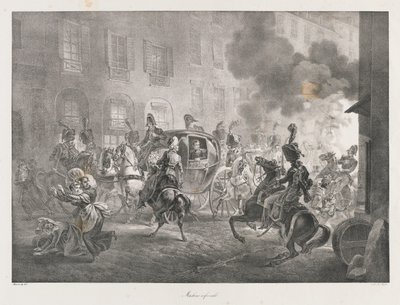 Machine infernale, début du 19ème siècle (lithographie) - Charles Etienne Pierre Motte