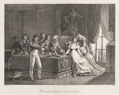 Joséphine renonçant à ses droits, début du 19ème siècle (lithographie) - Charles Etienne Pierre Motte