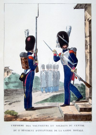 Uniformes du 2e infanterie de la garde royale française, 1823 - Charles Etienne Pierre Motte
