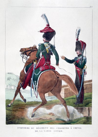 Uniformes du régiment de chasseurs montés de la garde royale française, 1823 - Charles Etienne Pierre Motte