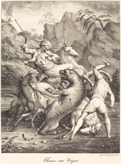 Chasse au tigre - Charles Etienne Pierre Motte after Auguste Jacques Regnier