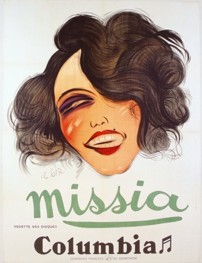Affiche de Columbia Records annonçant la chanteuse française Missia, c.1935 - Charles Felix Gir