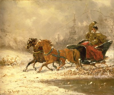Retour à la maison en hiver - Charles Ferdinand De La Roche