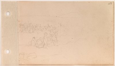 Rassemblement de la bande de Pahtanka (Grande Tête) sur le rivage (moitié droite) - Charles Ferdinand Wimar