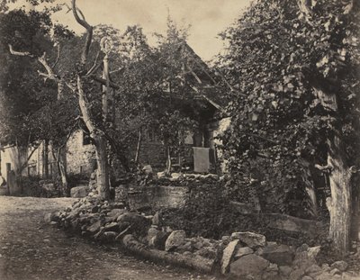Scène rurale avec bâtiment en pierre et croix - Charles Fortunat Paul Casimir Perier