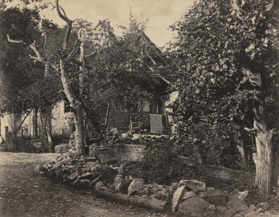 Scène rurale avec bâtiment en pierre et croix, vers 1857 - Charles Fortunat Paul Casimir Perier