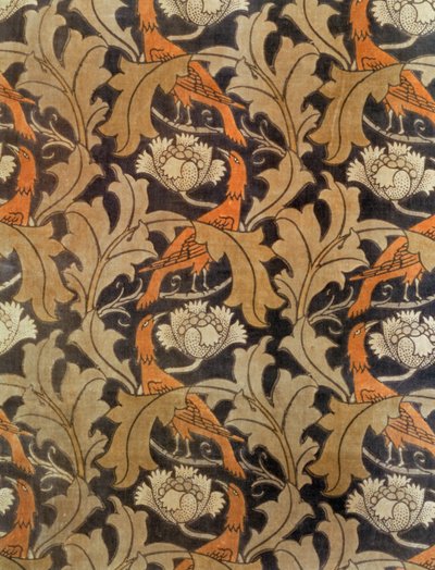 Fleurs et feuilles avec des oiseaux, fabriqué par G.P.& J.Baker pour Liberty & Co., c.1893 - Charles Francis Annesley Voysey