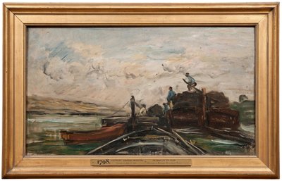 Lastkähne auf einem Fluss - Charles Francois Daubigny