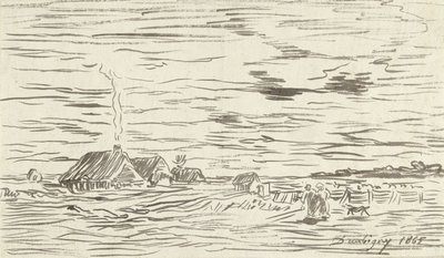 Maisons de paysans dans une plaine - Charles Francois Daubigny