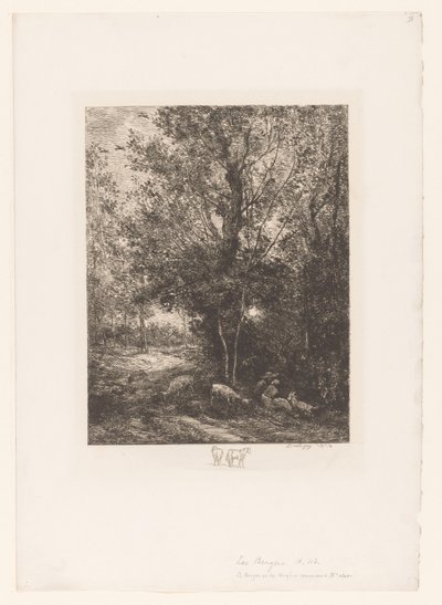 Forêt avec des bergers se reposant - Charles Francois Daubigny
