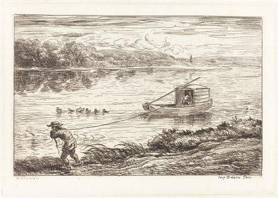 Le Mousse tirant le cordeau - Charles Francois Daubigny