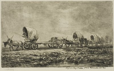 Chariots couverts (Souvenir du Morvan) - Charles Francois Daubigny