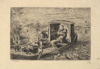 Dévorant un Repas, 1861. - Charles Francois Daubigny
