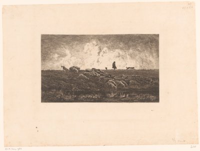 Paysage avec berger et moutons sous une averse - Charles Francois Daubigny