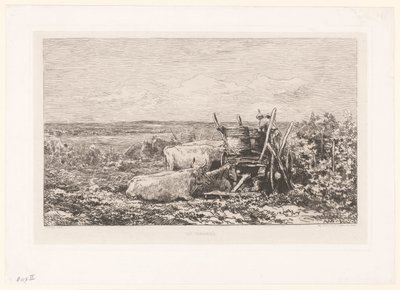 Paysage avec bétail au repos entre les vignes (Les vendanges) - Charles Francois Daubigny