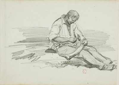 Homme réparant une faux - Charles Francois Daubigny