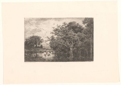 Marais avec cigognes - Charles Francois Daubigny
