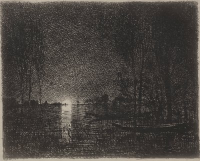 Nightpiece, impression originale 1862, imprimée en 1921 - Charles Francois Daubigny