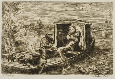 Avaler (Repas sur le bateau) - Charles Francois Daubigny