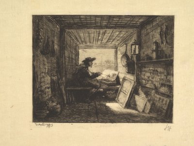 Le studio de bateau, de la série Voyage en Bateau, 1862 - Charles Francois Daubigny