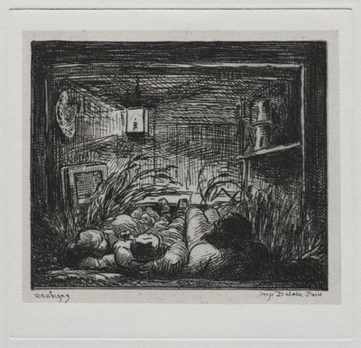 Le voyage en bateau : Coucher à bord du Botin, nuit sur le bateau, 1861 - Charles Francois Daubigny